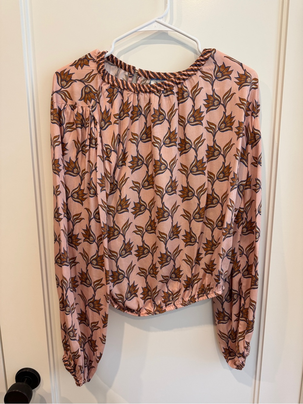 Women's Dusty Pink Floral Peasant Blouse